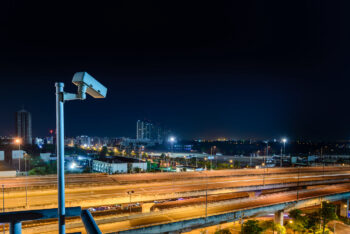 Night traffic monitoring  with CCTV.